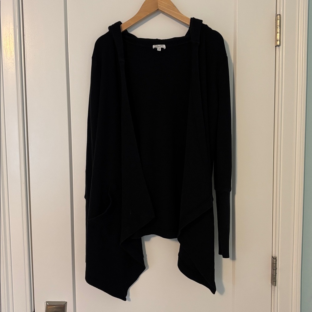 Splendid Black Open-Front Hooded Cardigan, Size S